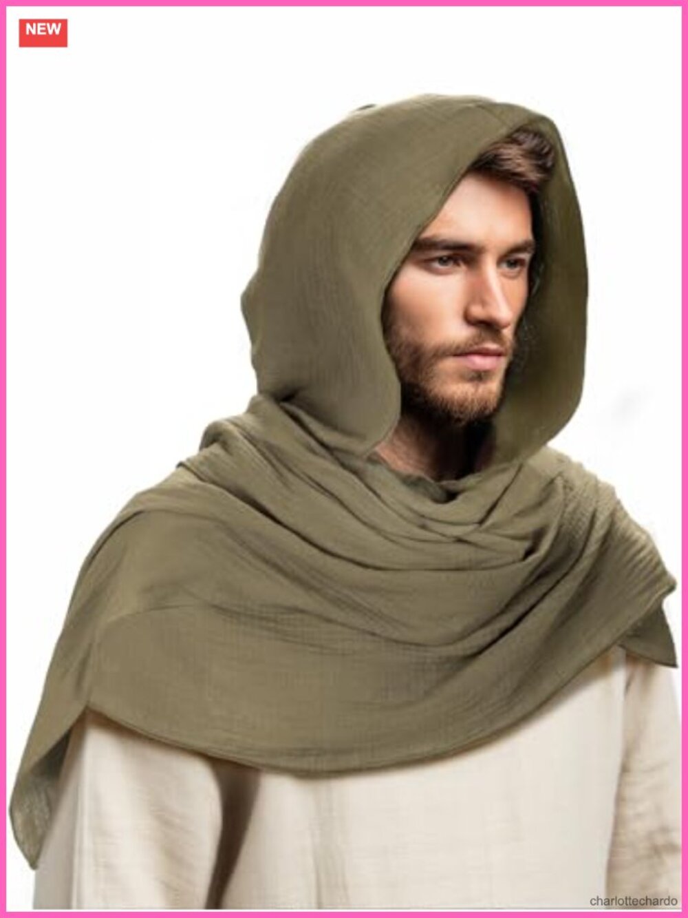 Medieval Renaissance Hooded Cape Shawl Scarf for Men Women Halloween Cosplay